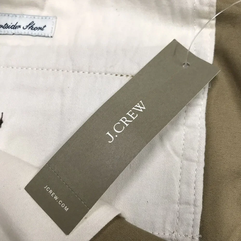 NWT J CREW Oarsman Portsider Shorts Men 36 Khaki Beige Flat Front Chino Beach